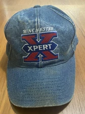 Vintage Winchester Xpert X Denim Hat Embroidered Firearms Strap Back Adjustable