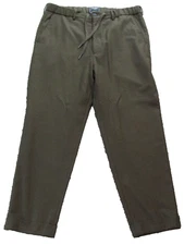 Todd Snyder Pant 100% Wool Size Large Olive Green Chino Style Drawstring Cuffed