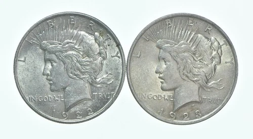 1922 & 1923 Peace Silver Dollar $1 Bullion Collection Lot *134