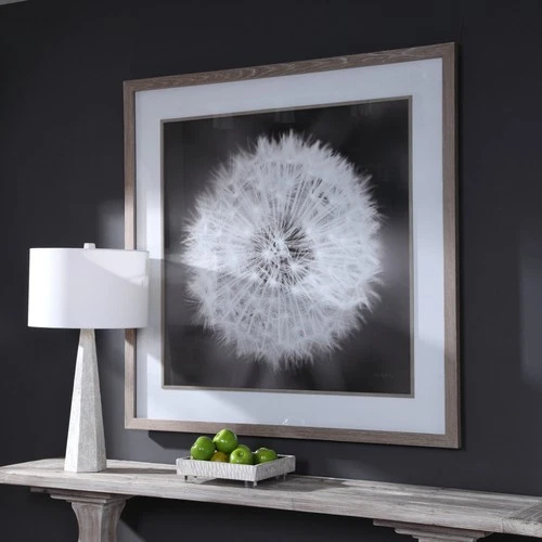 Uttermost 33711 Dandelion Seedhead 54" Square Black and White - White - Picture 7 of 8