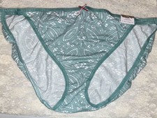 Cacique Cotton Double String Bikini Panty 22/24 Aquifer Lace Green