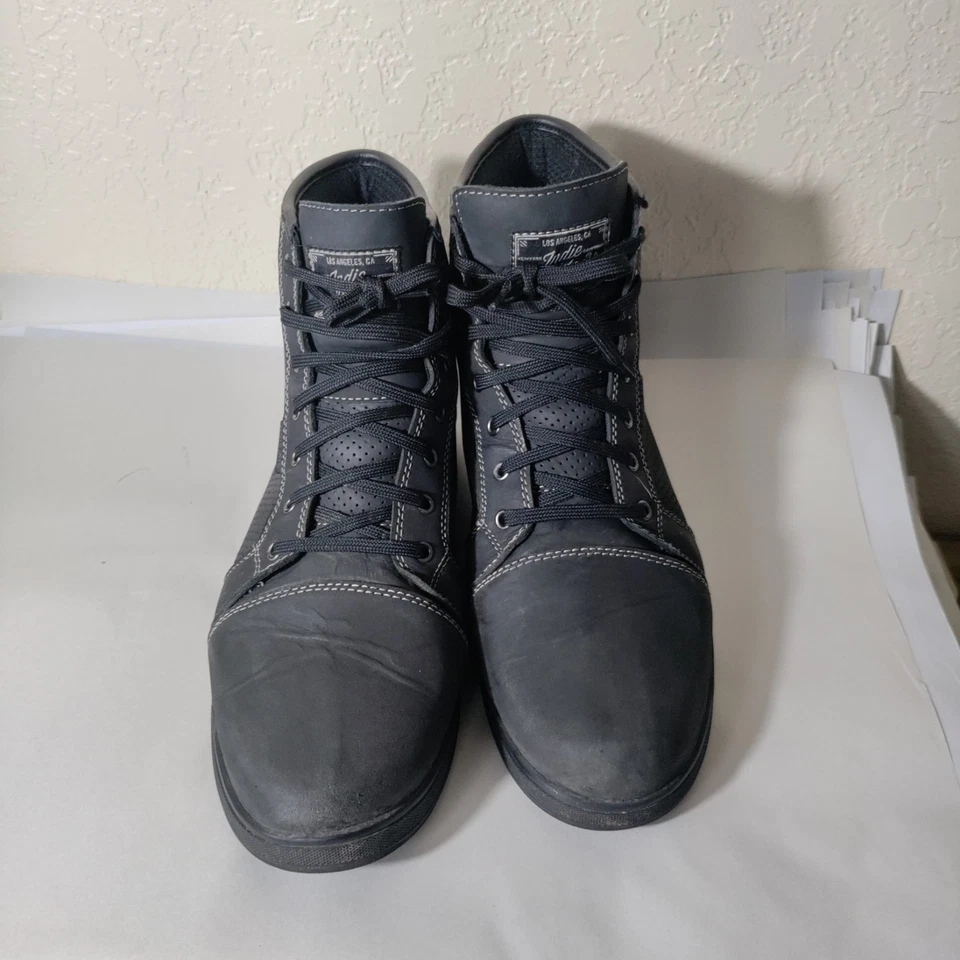 Botas de motocicleta Indie Ridge The Knight de cuero negro para hombre ventiladas talla 13 Foto 3 de 4