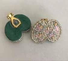 Tamas x Mina Perhonen Earrings Spangle Beads Silk Clip-on Style Luxury Vintage