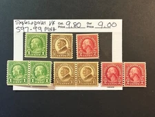 Scott # 597 - 599  MNH singles & pairs VF    2024 Scott Catalogue Value $  9.80