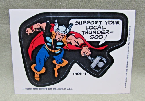 1975 THOR # 1 STICKER Vintage Topps Marvel Comic Book Super Heroes card hero