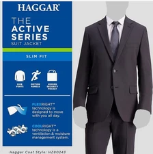 Haggar Men's Active Series Stretch Slim Fit Suit jacket 36 regular