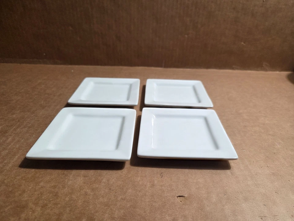 Plates Libbey Appetizer / Condiment / Snack Square White 4" x 4" Qty 4 - Image 2 of 4