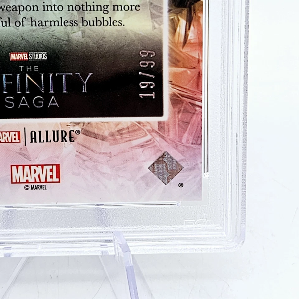 2022 Upper Deck Marvel Allure Thanos #5 Infinity Stones Space Gold 19/99 PSA 8 - Image 3 of 3