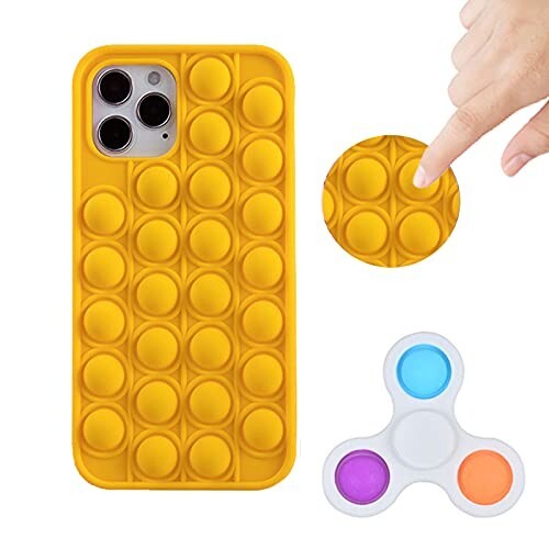 Fidget Toy Silicone Pop Waterproof Protective Phone Case iPhone 12Pro Max Yellow - Picture 1 of 1