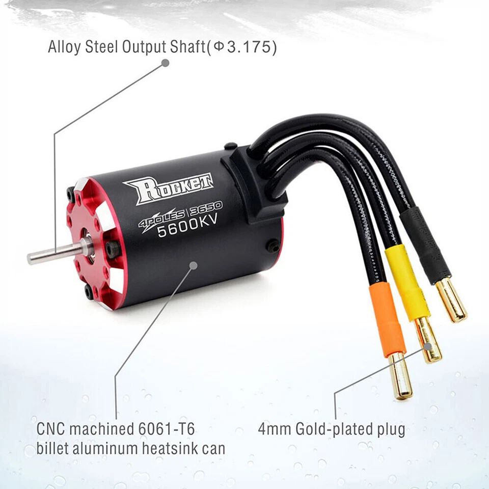 Rocket V2 Supersonic 3650 3660 3665 Brushless Motor+ ESC für 1/8 1/10 RC Car - Bild 4 von 4