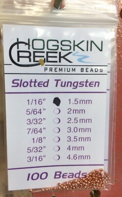 Slotted Tungsten Beads 100 Ct. Copper All Sizes 1/16 to 3/16