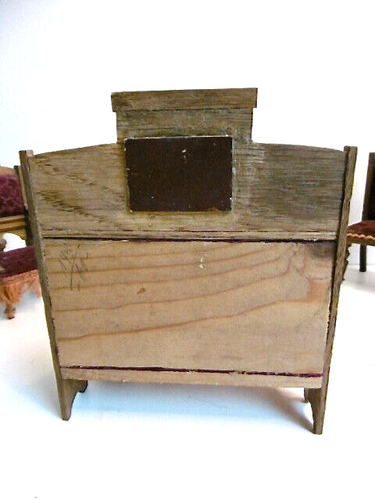 BEAUTIFUL ANTIQUE 4 PIECE BURGUNDY VELVET DOLLHOUSE FURNITURE - 19th century - Picture 5 of 17