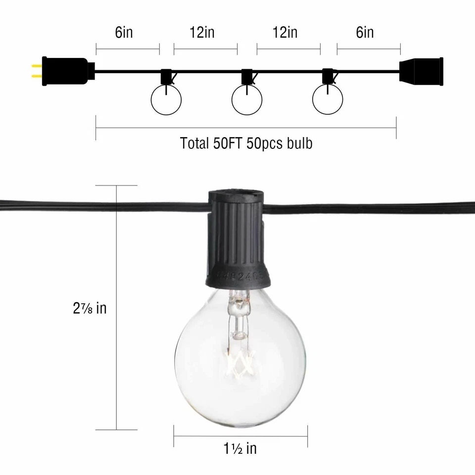 50FT-G40 Guirlande lumineuse globe 50 ampoules, G40-50DENG-BLK-2, 250.00watts - Image 3 of 4