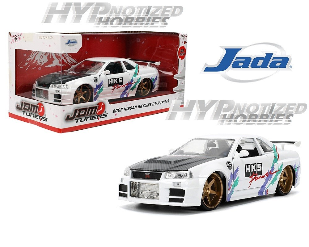 JADA 1:24 2002 NISSAN SKYLINE GT-R (R34) DIE-CAST WHITE WITH