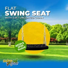 SWING SET STUFF INC. FLAT SEAT WITH 5.5 FT. UNCOATED CHAIN (BLACK) wooden 0309