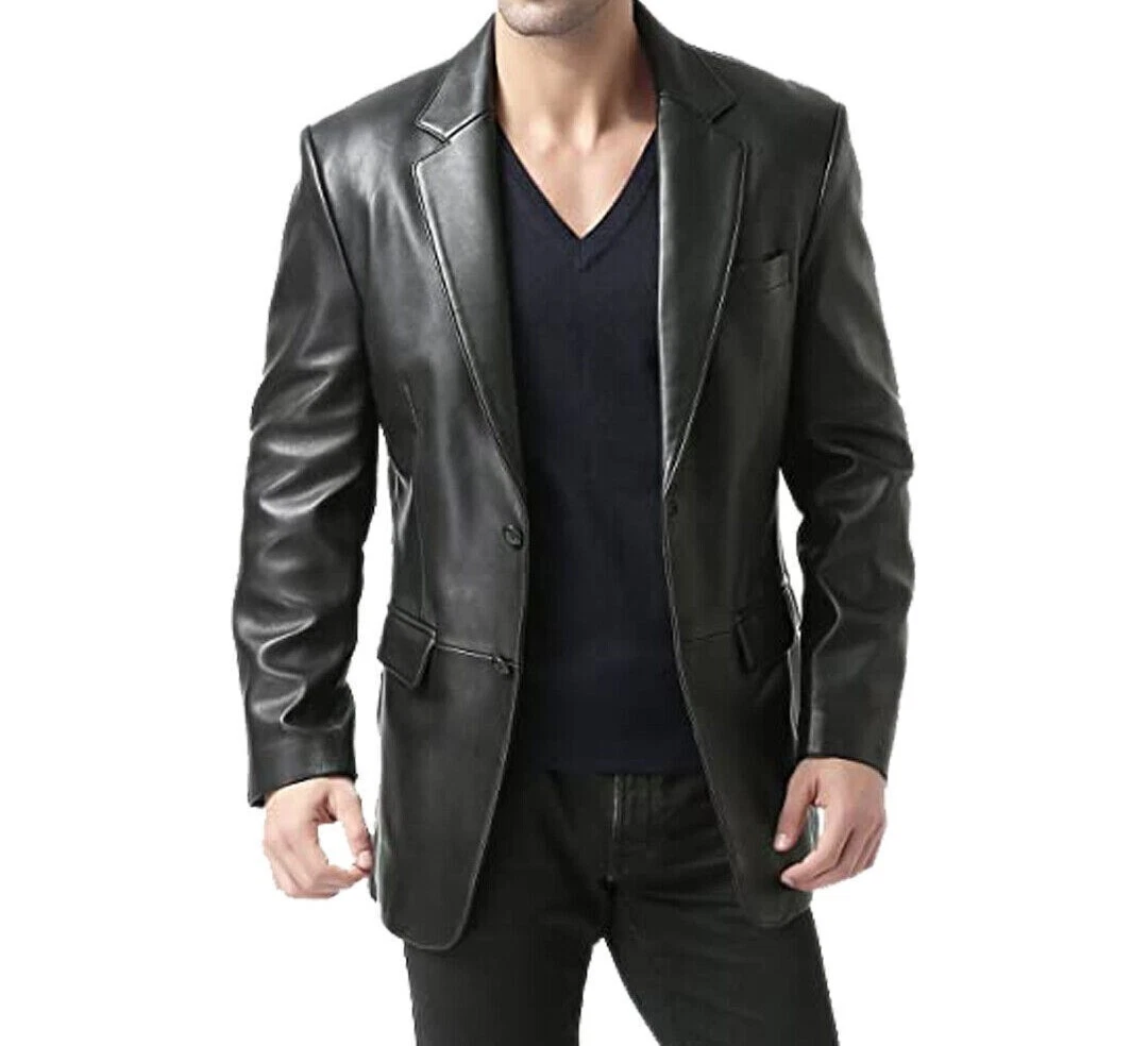 BEST SELLING New Men's Black Blazer 100% Soft Sheepskin Style Slim FitCoatBlazer