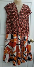 NWT Womens Faux Wrap Sleeveless Dress Multi Color Plus Size 24W 