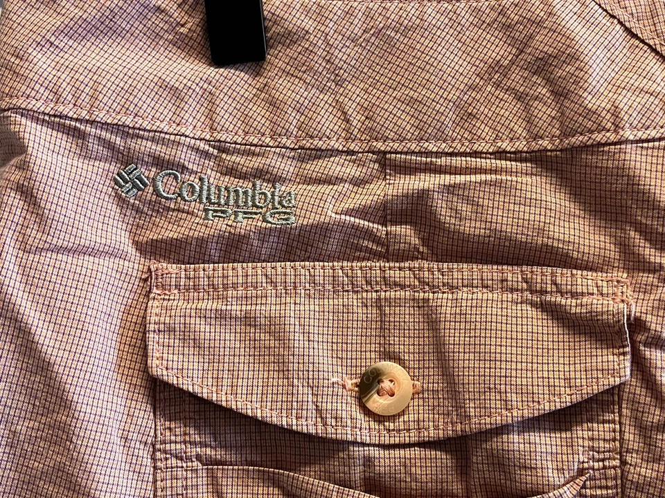 Columbia PFG Size 10 Women's Plaid Shorts Omni-Shade Orange Purple White - Image 4 of 4