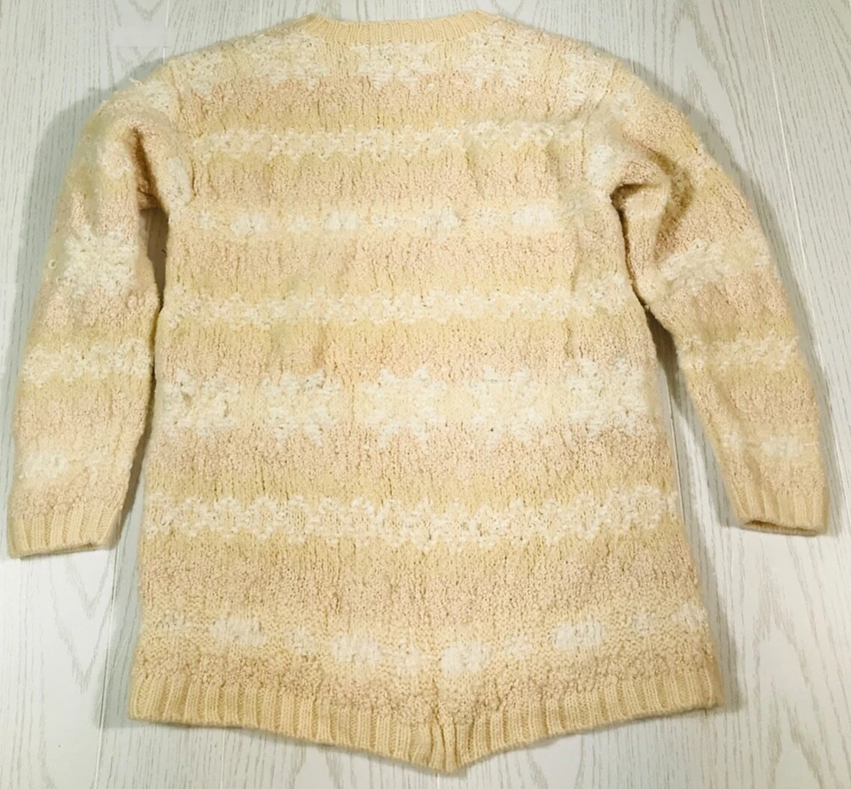 Suéter Mohair de Lana Jones New York De Colección Pequeño Beige Rayas Peso Pesado Años 90 Foto 2 de 4