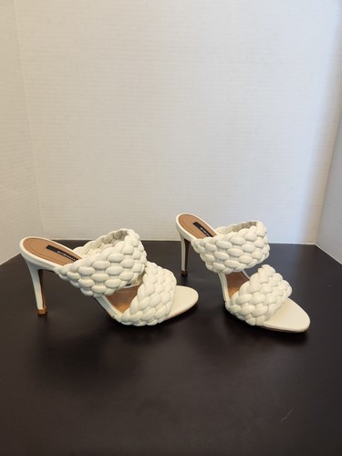 BCBG MAXAZRIA White Slip Sandal Pumps Braided Slide Dress Size 5