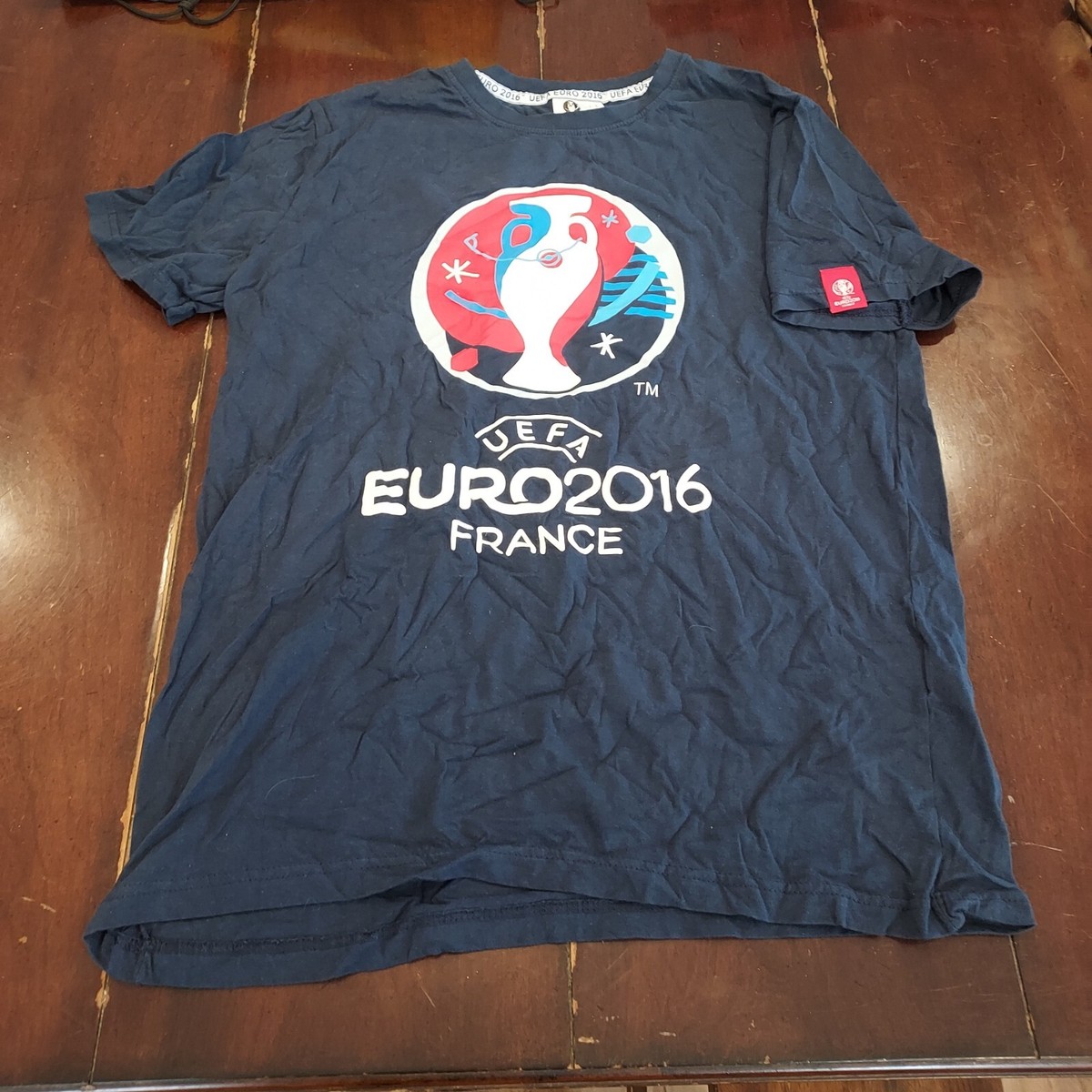 UEFA Euro Cup 2016 France Soccer Futbol T-shirt Mens Large Blue | eBay