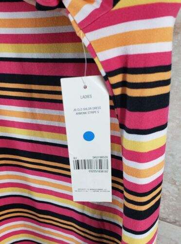 Vestido Armonk Hombro Frío Just Be Rosa Rayas Manga Corta Elastizado Túnica Talla S - Imagen 6 de 7