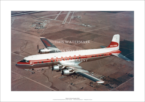Western Airlines Douglas DC-6B A2 Art Print – Aerial 1950s – 59 x 42 cm Poster - Picture 1 of 4