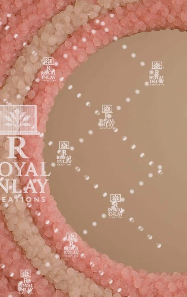 Espejo redondo de cuarzo rosa y cristal de cuarzo transparente - Espejo de pared hecho a mano para tocador Foto 4 de 4