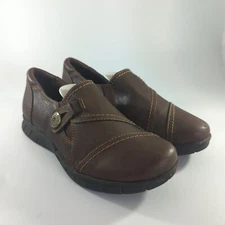 Earth Origins Nola Womens Brown Leather Slip On Clog Mules Size 6.5M 