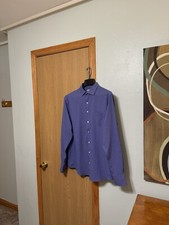 Peter Millar Large Blue w/Checked Print Long Sleeve Button-Front Shirt - EUC