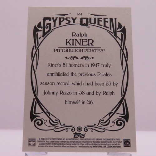 Ralph Kiner 2015 Topps Gypsy Queen #134 Pirates - Picture 2 of 2