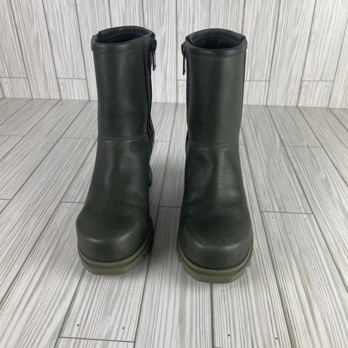 SOREL Joan of Arctic III Waterproof Moto Wedge Boot US 6 Dark Moss Black - Picture 6 of 9