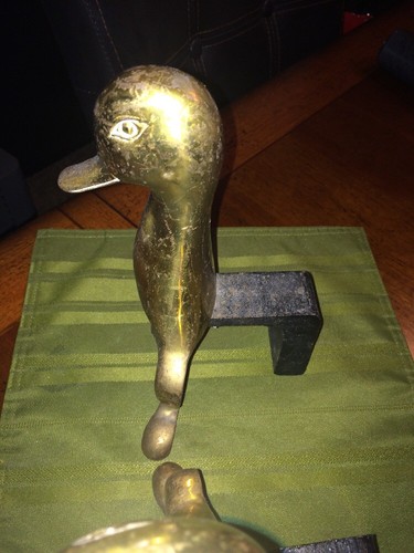 VINTAGE MASSIV MESSING BRONZE TON ENTE HALBKÖRPER BUCHSTÜTZEN BUCHSTÜTZEN TÜRSTOPPER - Bild 8 von 12