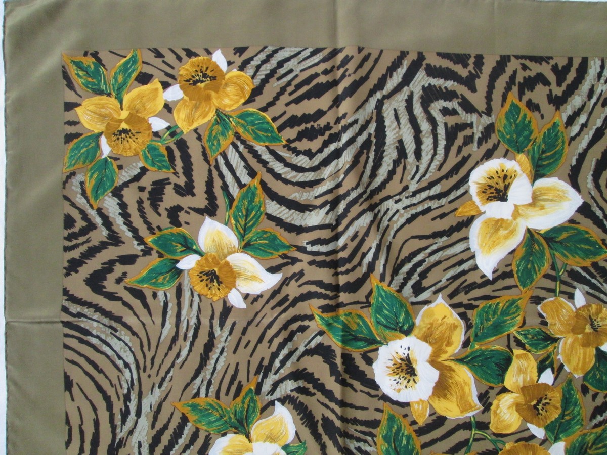 Foulard Soie Genny Vintage - 85x88 Cm - Mousseline Multicolore - Occasion - TBEG
