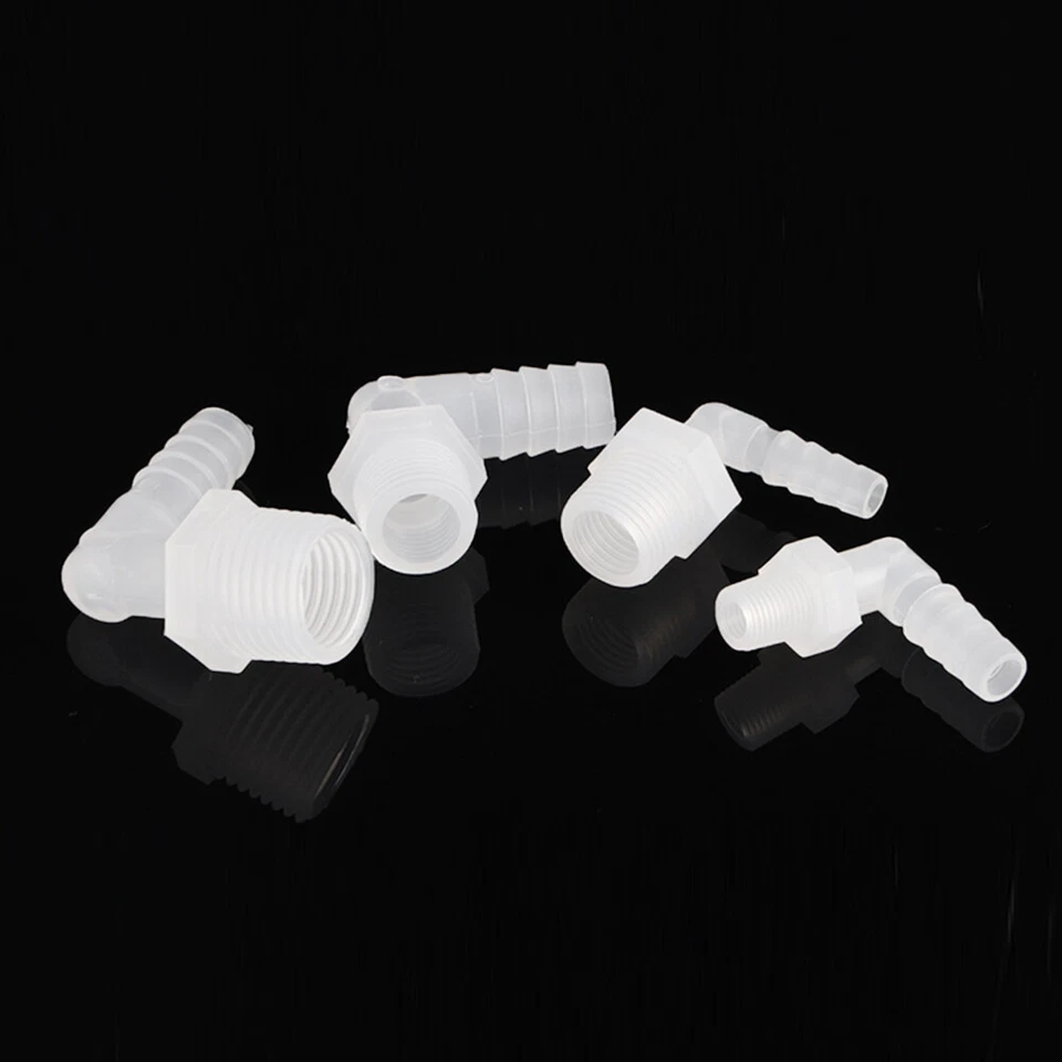 Plastic Male Thread Barbed Joiner 90 Degree Elbow Connector For Pipe Hose Water - Image 4 of 4
