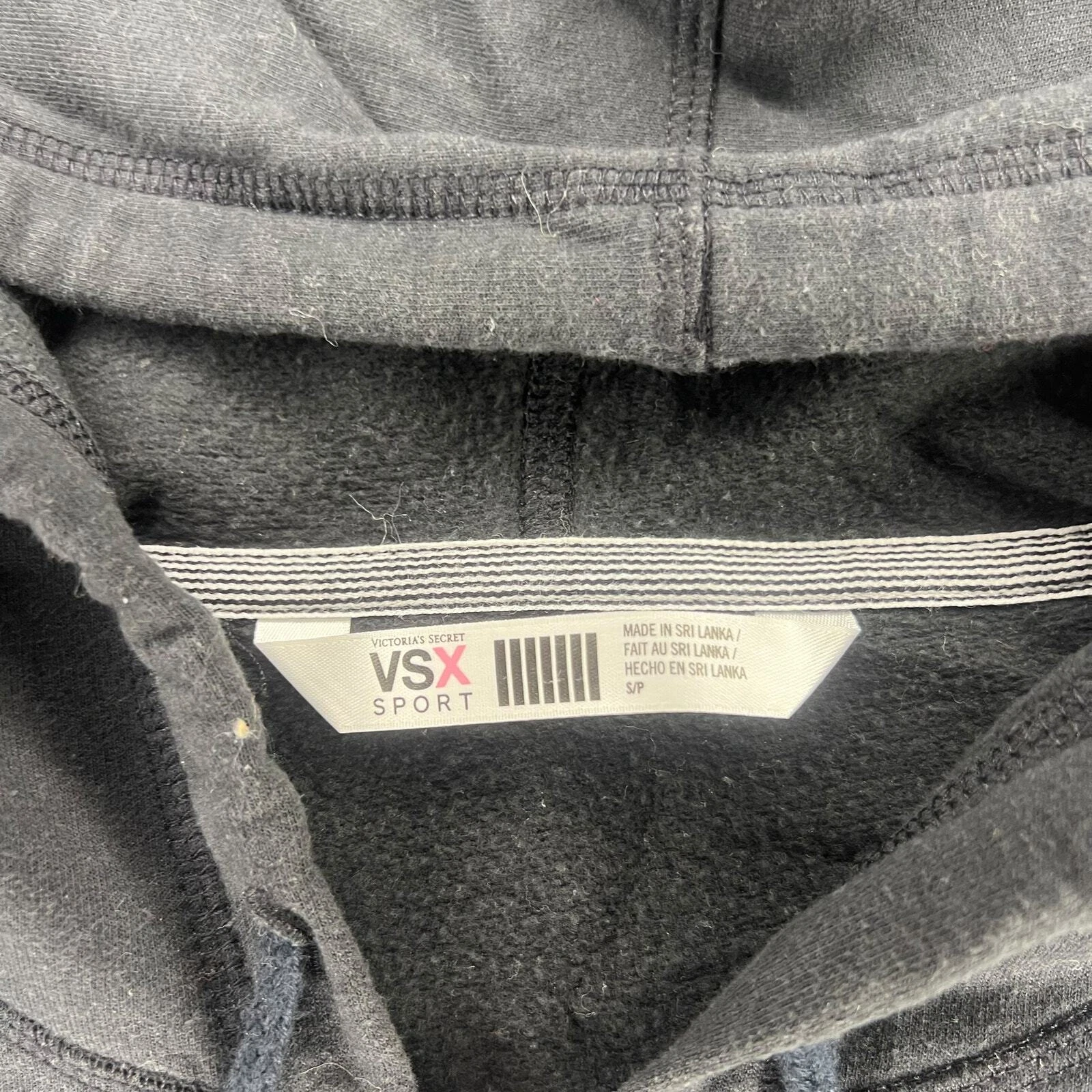 UNDERCOVER Felpa con cappuccio Victoria's Secret VSX Sport donna piccola nera full zip