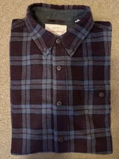 WEATHERPROOF Vintage Long Steeve Button Up Flannel Shirt BURGUNDY Plaid Men's M