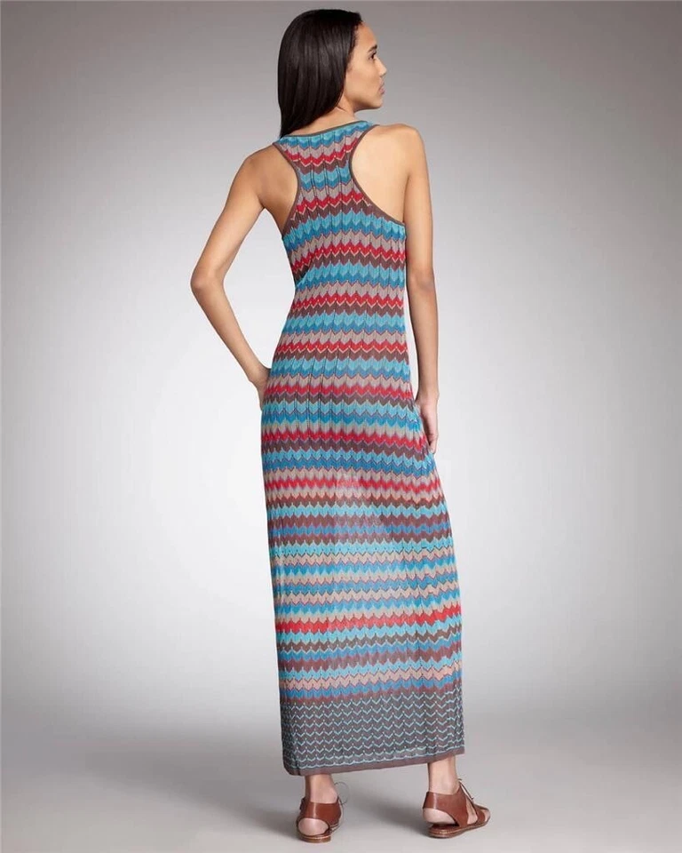 HAUTE HIPPIE пламени зигзагообразный шеврон Pointelle вязаный макси бак платье прикрытие S $495 - Изображение 2 из 4