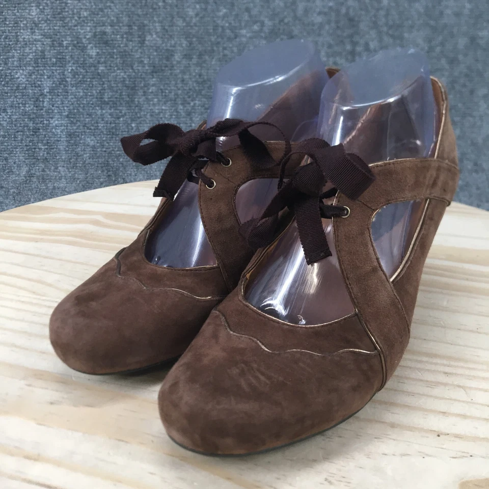 Earthies Zapatos Mujer 8.5 B Sarenza Too Pump Marrón Con Cordones Informales Tacones Bloque Foto 3 de 4