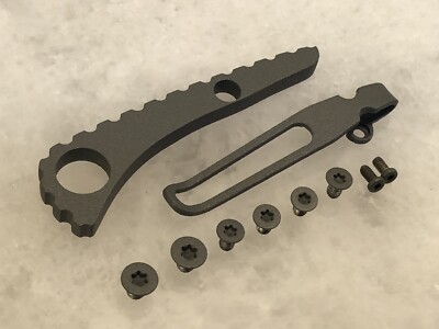 Gray Titanium Spacer + Deep Pocket Clip & Screws Set For Spyderco Paramilitary 2