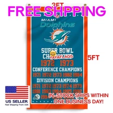 Miami Dolphins Nation 3x5 ft Premium Flag Banner NFL Super Bowl Champions