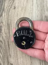 Vintage Old Small Embossed Bull Padlock No Key Lock