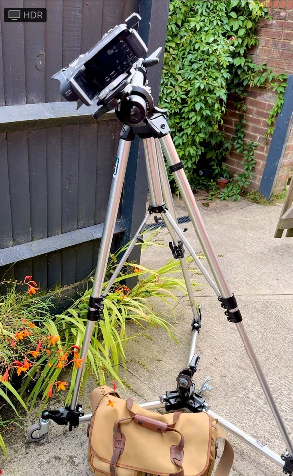 Manfrotto 075  Tripod Heavy Duty Rig With a Braked Dolly + 131D Boom & x2 Heads - Image 2 of 4