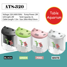 SUNSUN Small Curved Desktop 4L Acrylic Aquarium Fish Tank with LED and Filter