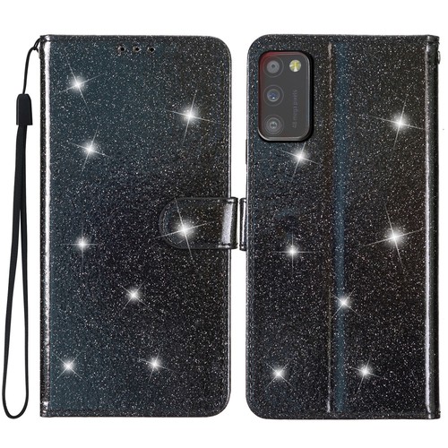 für Samsung Flip Cover Case Glitzer Bling Plain PU Leder Handyhülle Schutztasche - Picture 2 of 19
