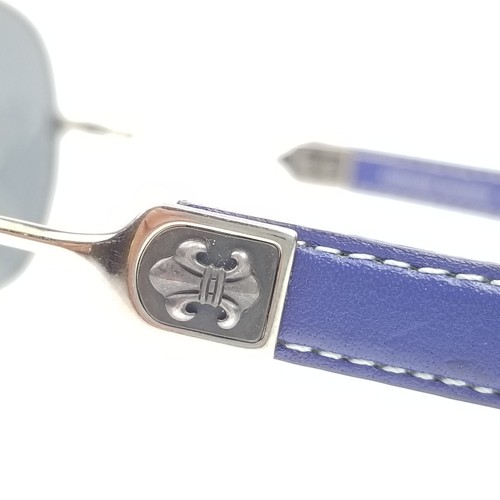 Occhiali da sole JoJo Aviators Chrome Hearts con pelle blu - buone condizioni - Foto 9 di 11