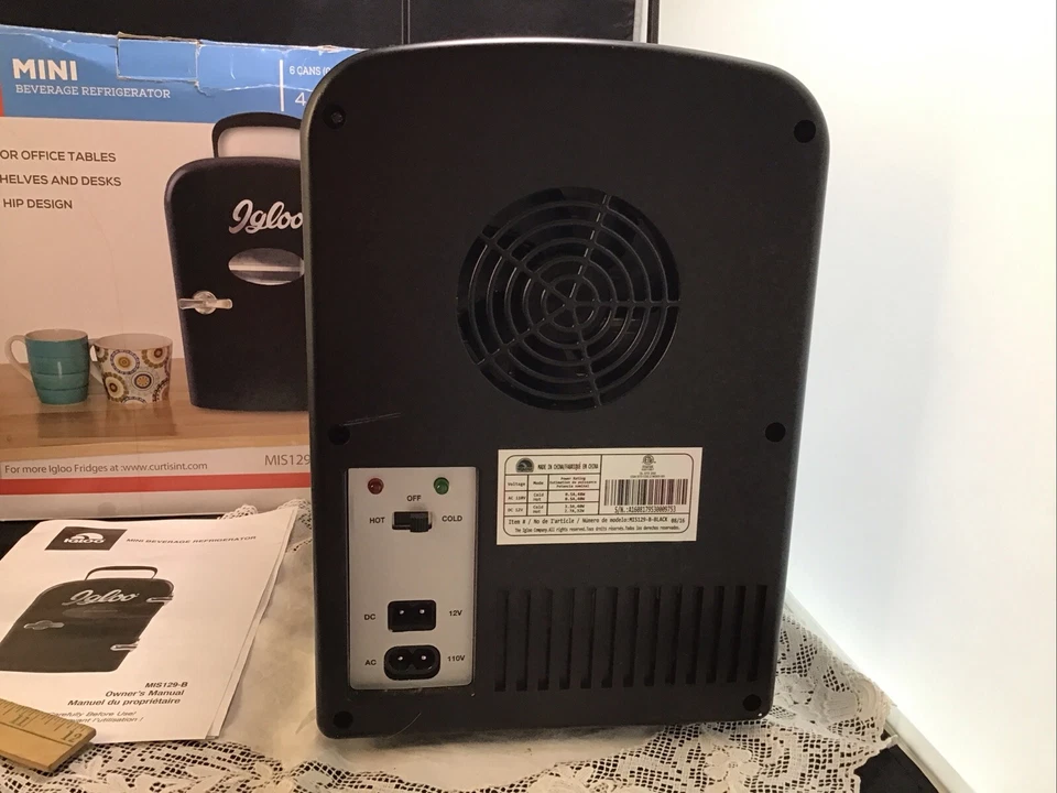 Igloo Mini Fridge Beverage Refrigerator Home or Auto Blk Holds 6 Cans Retro - Image 4 of 4