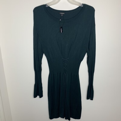 NWT Express Womens L Green Long Sleeve Dress | eBay