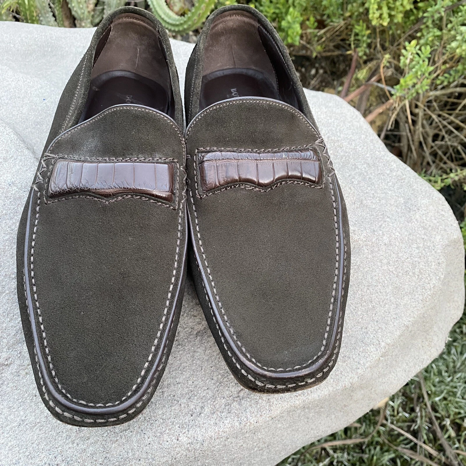 Mocassini Bottega Veneta uomo 8 D donna 11 marrone scamosciato elegante scarpa slip on