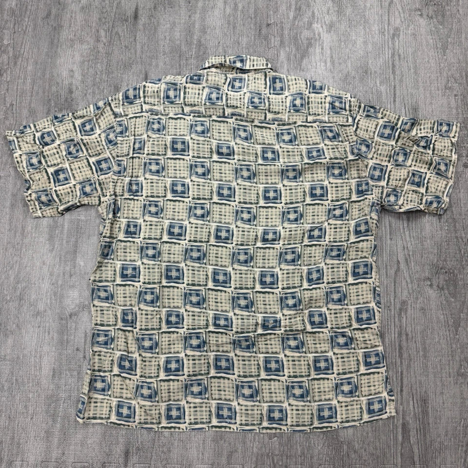 CAMISA DE COLECCIÓN AÑOS 90 ABSTRACTA GEOMÉTRICA PIERRE CARDIN 100% RAYÓN PARA HOMBRE ABOTONADA TALLA L Foto 4 de 4